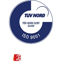 A TUV Nord ISO 9001 certification logo.